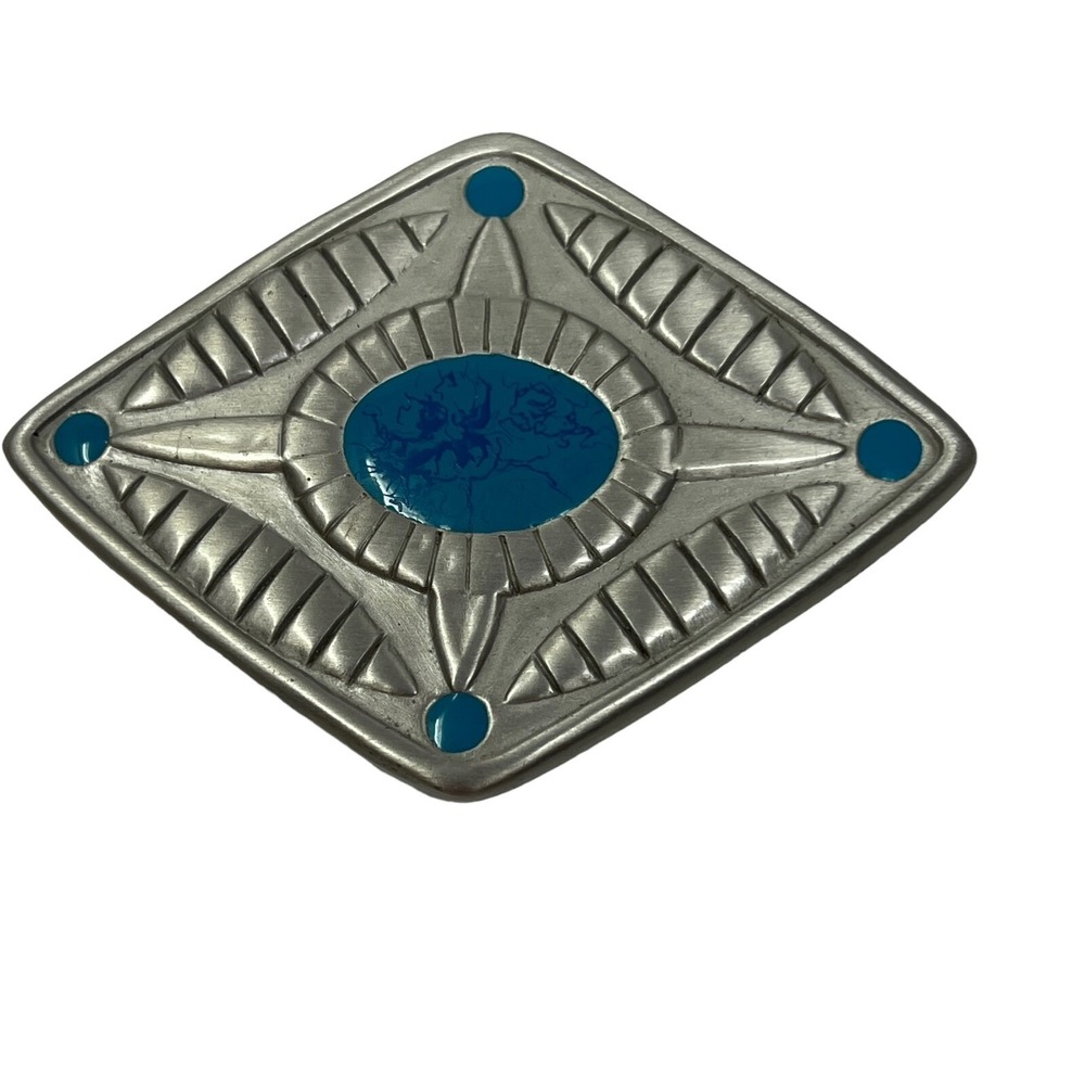 Guidance Belt Buckle Life and Sacred Spirits Collection Silver Tone Blue Enamel